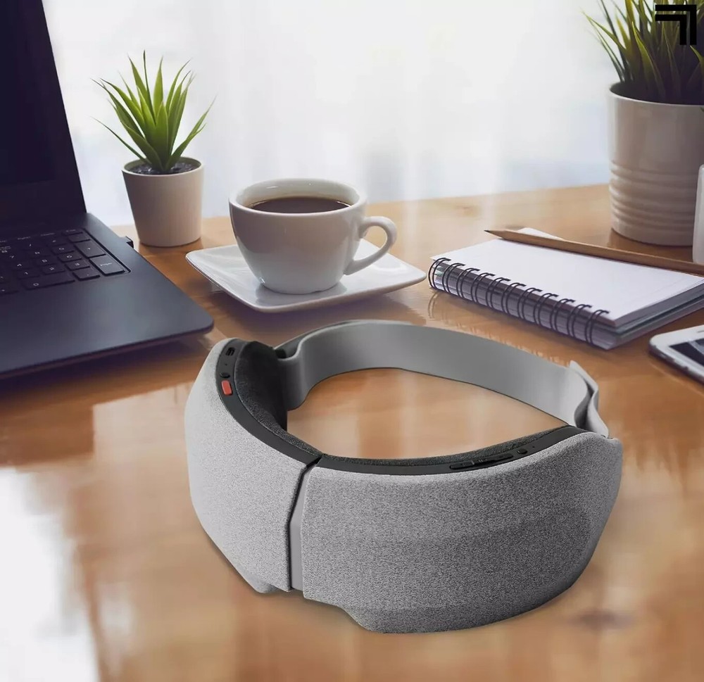 Sharper Image RealTouch Eye Mask Massager Hot & Cold + Bluetooth-Grey.