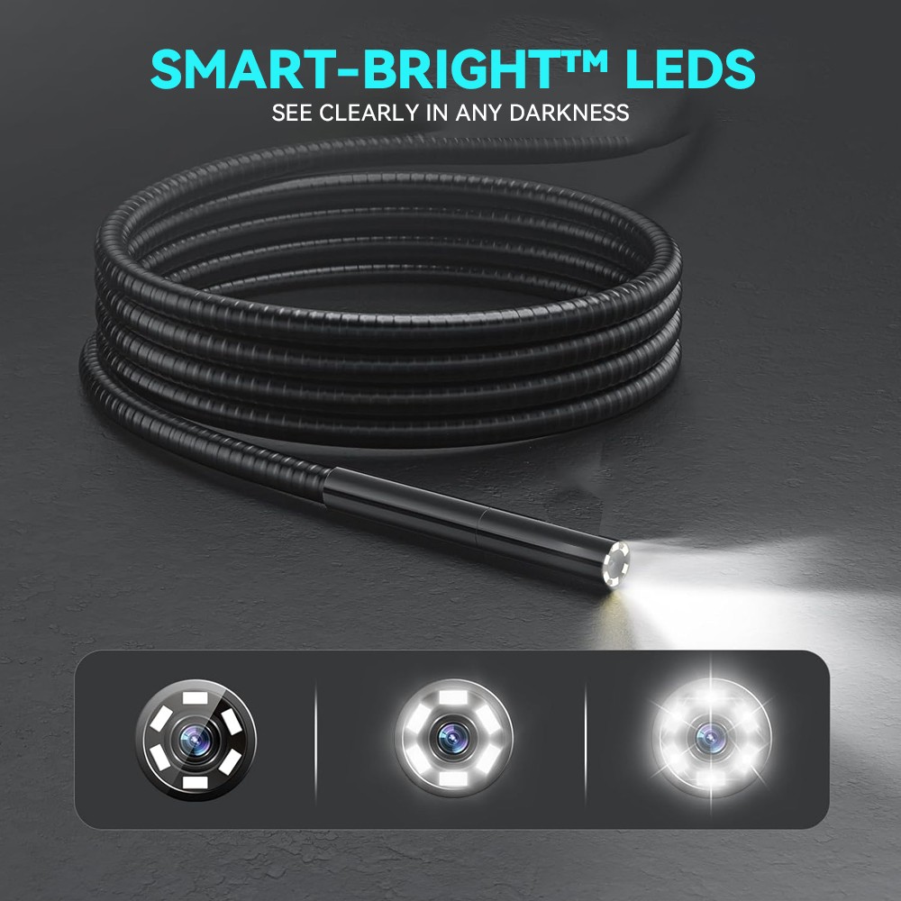 10ft Flexible Cable 360° 2Way Articulating Borescope Endoscope Inspection Camera
