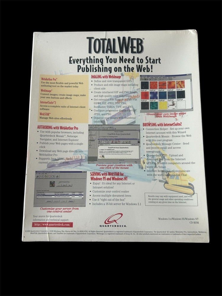 Quarterdeck TotalWeb PC CD website publishing suite authoring graphics mail tool
