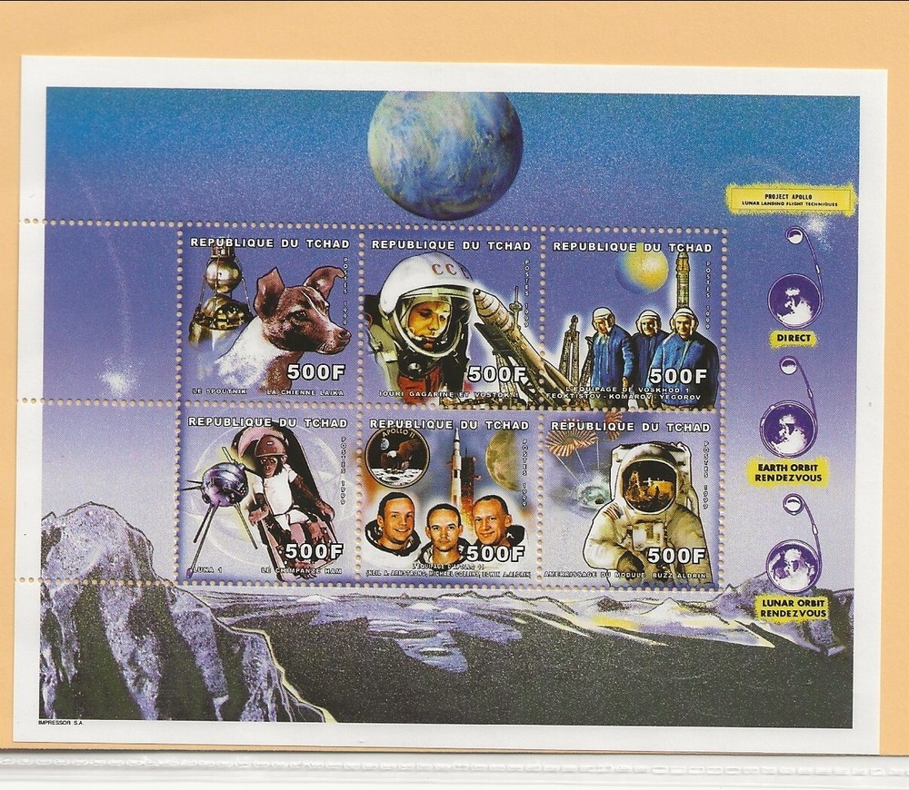 CHAD Sc 855 NH MINISHEET of 2000 - US-RUSSIA SPACE PROGRAMS