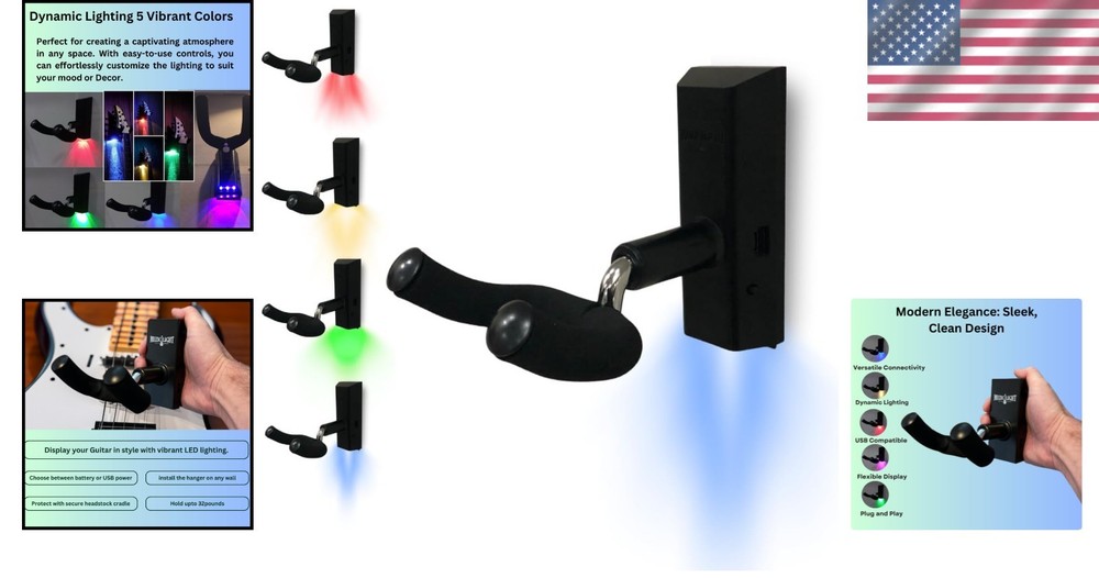 Transform Your Space: LED Guitar Wall Mount with Hidden Hardware & Color Options
