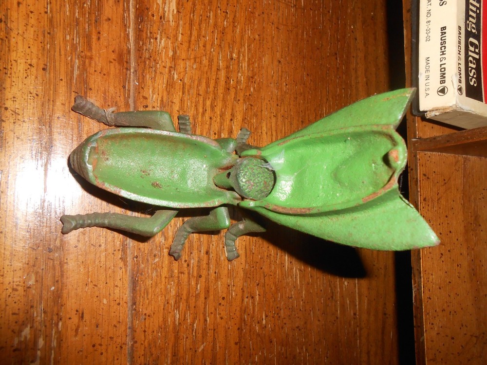 Vintage Cast Iron Match Holder Safe Bug Fly