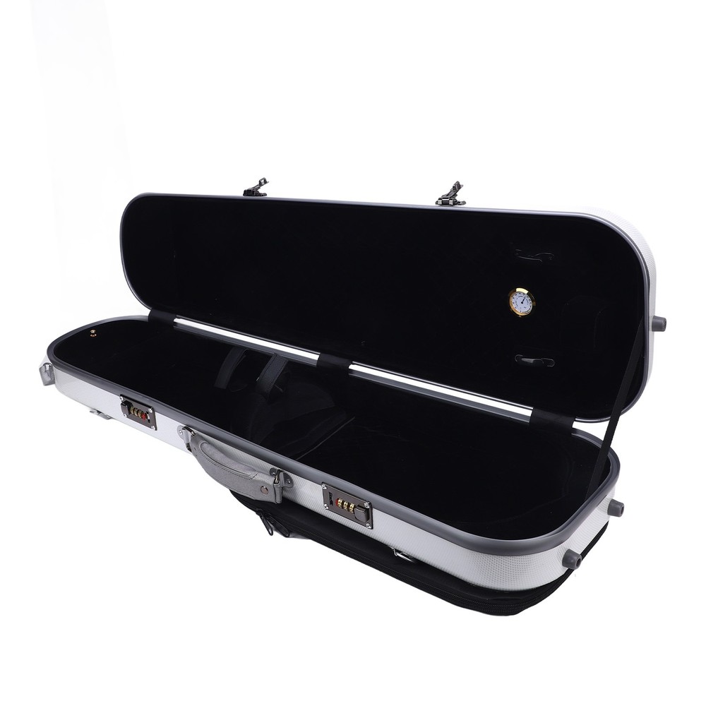 4/4 Violin Case White Carbon Fiber Violin Storage Box with Passwork Lock Strap