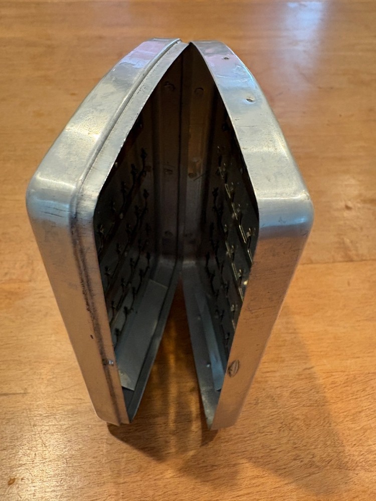 Aluminum fly box with clips for 60 flies