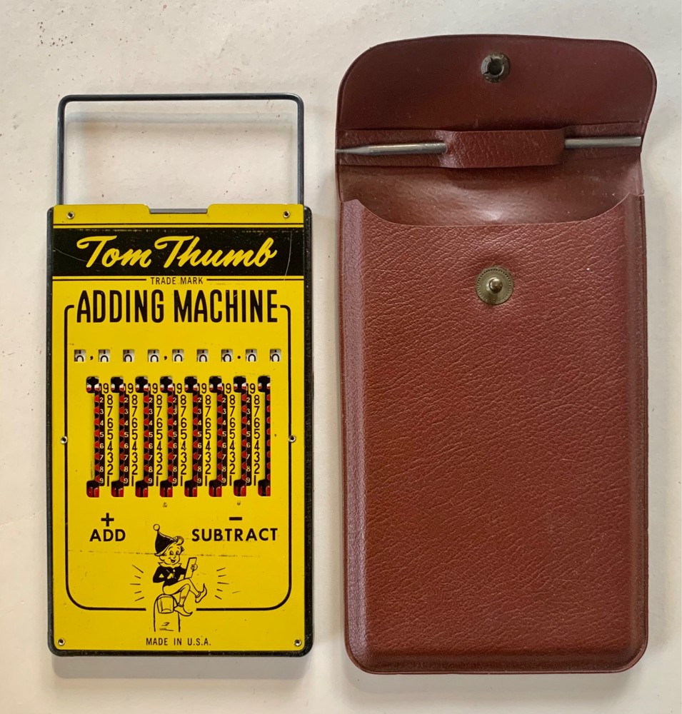 1950's Tom Thumb Adding Machine w/ Original Case & Stylus