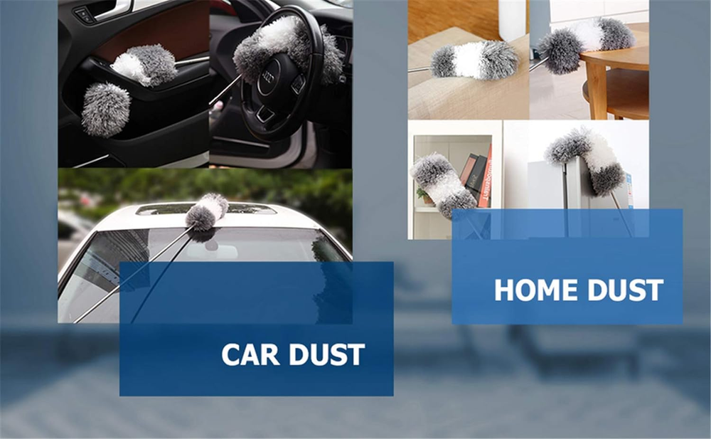 Microfiber Feather Duster with Extendable Pole Bendable Head Ceiling Cleaning