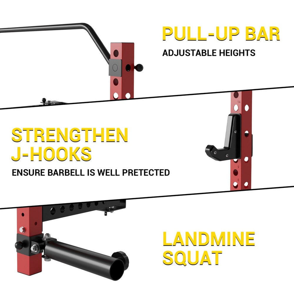 Gravee Folding Wall Mounted Squat Rack Multi-Function Power Rack 1000LBS Load
