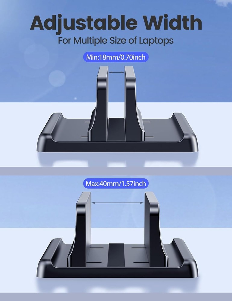 Vaydeer Vertical Laptop Stand Holder Plastic Adjustable Desktop Black