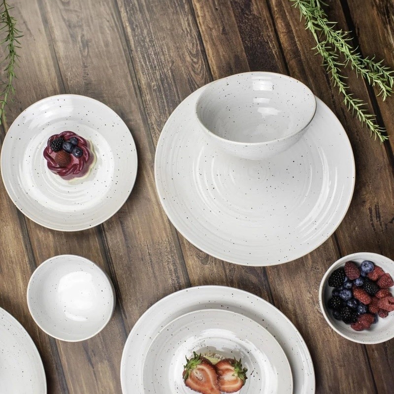 Complete Stoneware Dinnerware Set Family Meals & Entertaining Kitchen Essentials
