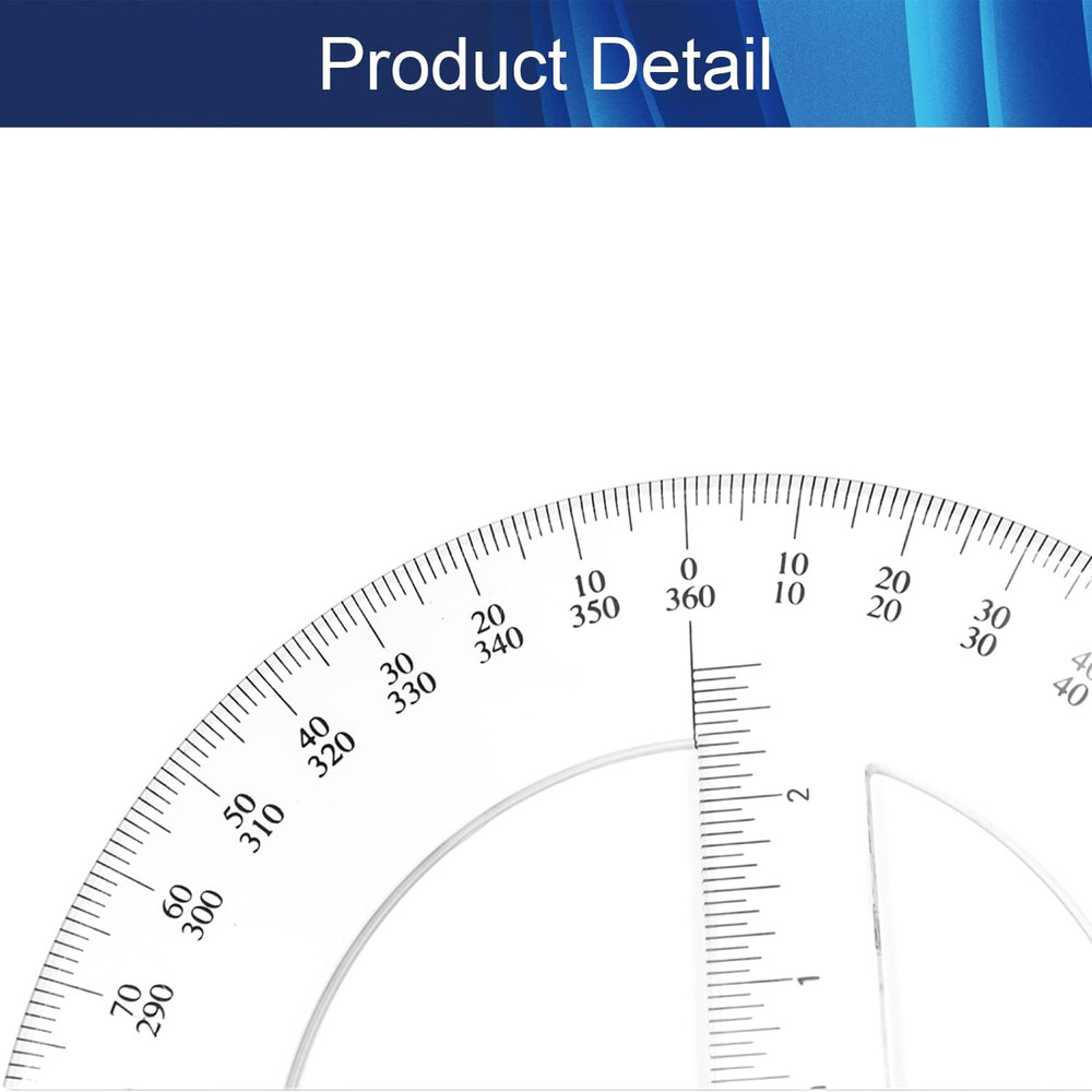 360 Degree Clear Protractor 20Cm/8 Inch Diameter Plastic Math Protractors Circle