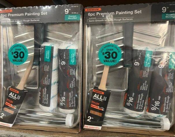 2 Metal Tray Microfiber Paint Applicator Kit 6-Piece
