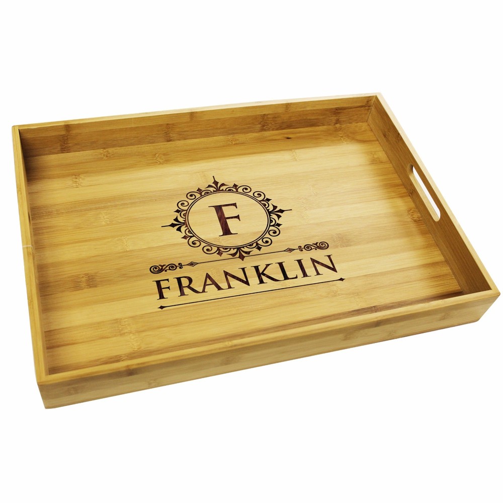 Premium Custom Engraved Wood Bamboo Serving Tray - Personalized Wedding Gift