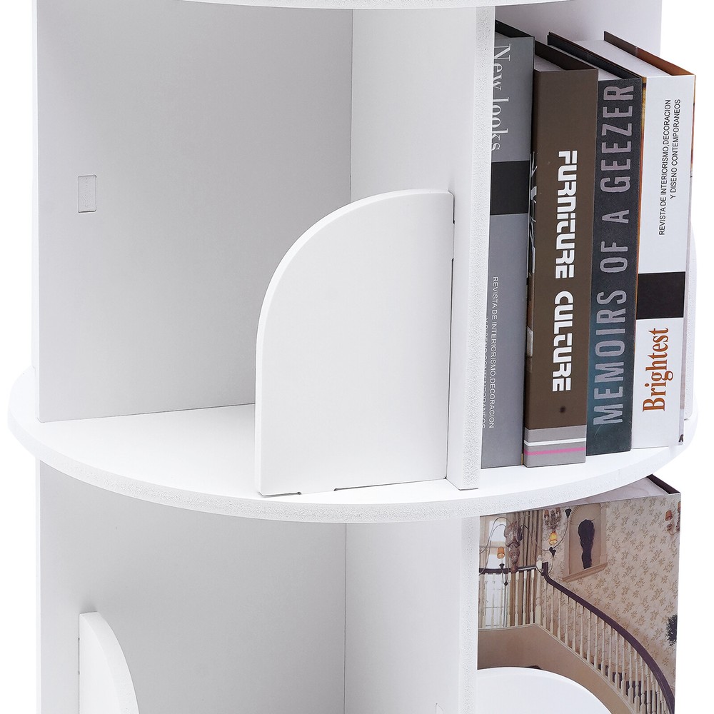 3 Tier Stackable Shelf 12-Compartments Bookshelf Organizer Holder 360° Rotating