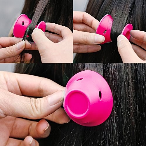 40 Pcs Pink Magic Hair Rollers Include 20 Large & 20 Pcs Small Silicone Curlers