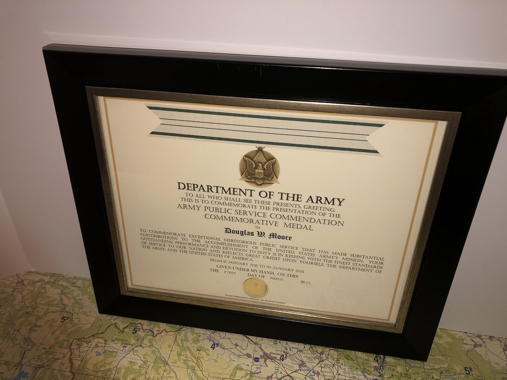 ARMY PUBLIC SERVICE COMMENDATION COMMEMORATIVE MEDAL CERTIFICATE ~ Type-1
