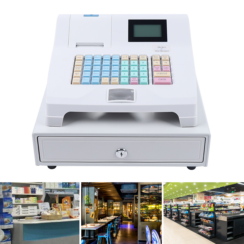 Electronic Cash Register - Digital LED, 48-Key Keyboard, Drawer Box
