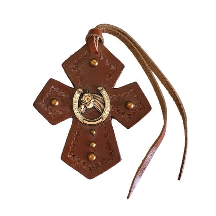 Medium Oil Leather Crosses with Tooling and different Conchos