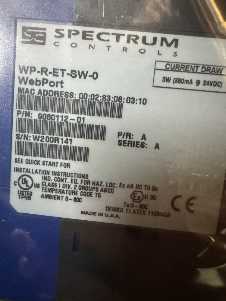 NEW WP-R-ET-SW-0 WebPort SPECTRUM CONTROLS NNB