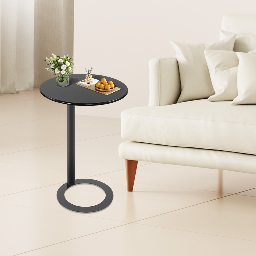 Side Table for Small Spaces, Modern Couch End Table Black