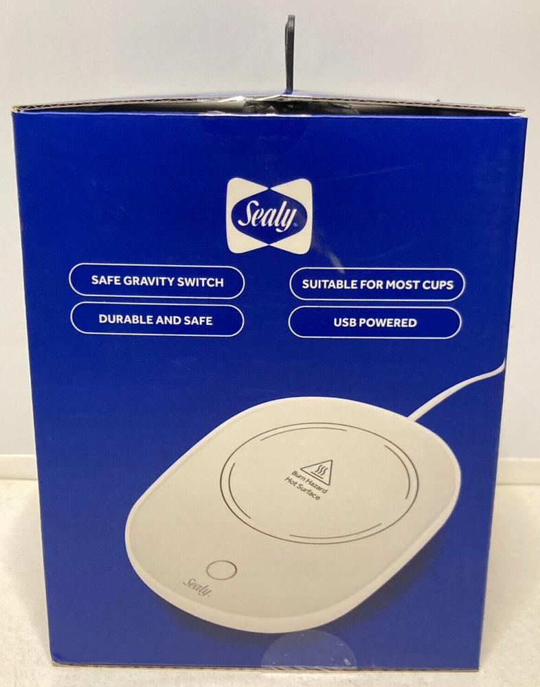 Sealy Coffee Mug+Mug/Cup Warmer 2Pc Set, USB Power, Temp Control, Gravity Switch