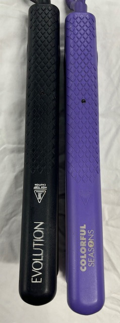 COLORFUL SEASONS/EVOLUTION 2 PC PACK FLAT IRON - (BLACK/PURPLE) GENTLY USED