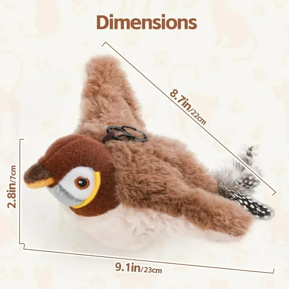 Electronic Interactive Fly Bird Cat Toys USB Pet Simulation Sparrow Toy