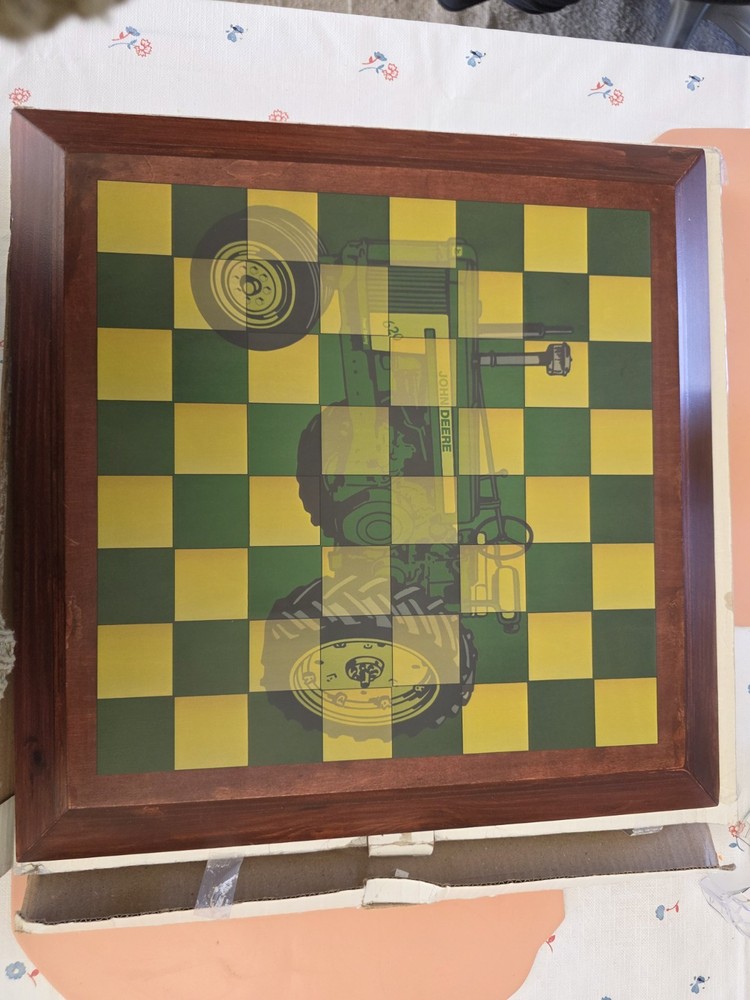 John Deere All Wood Wall Hanging Checker Board Complete