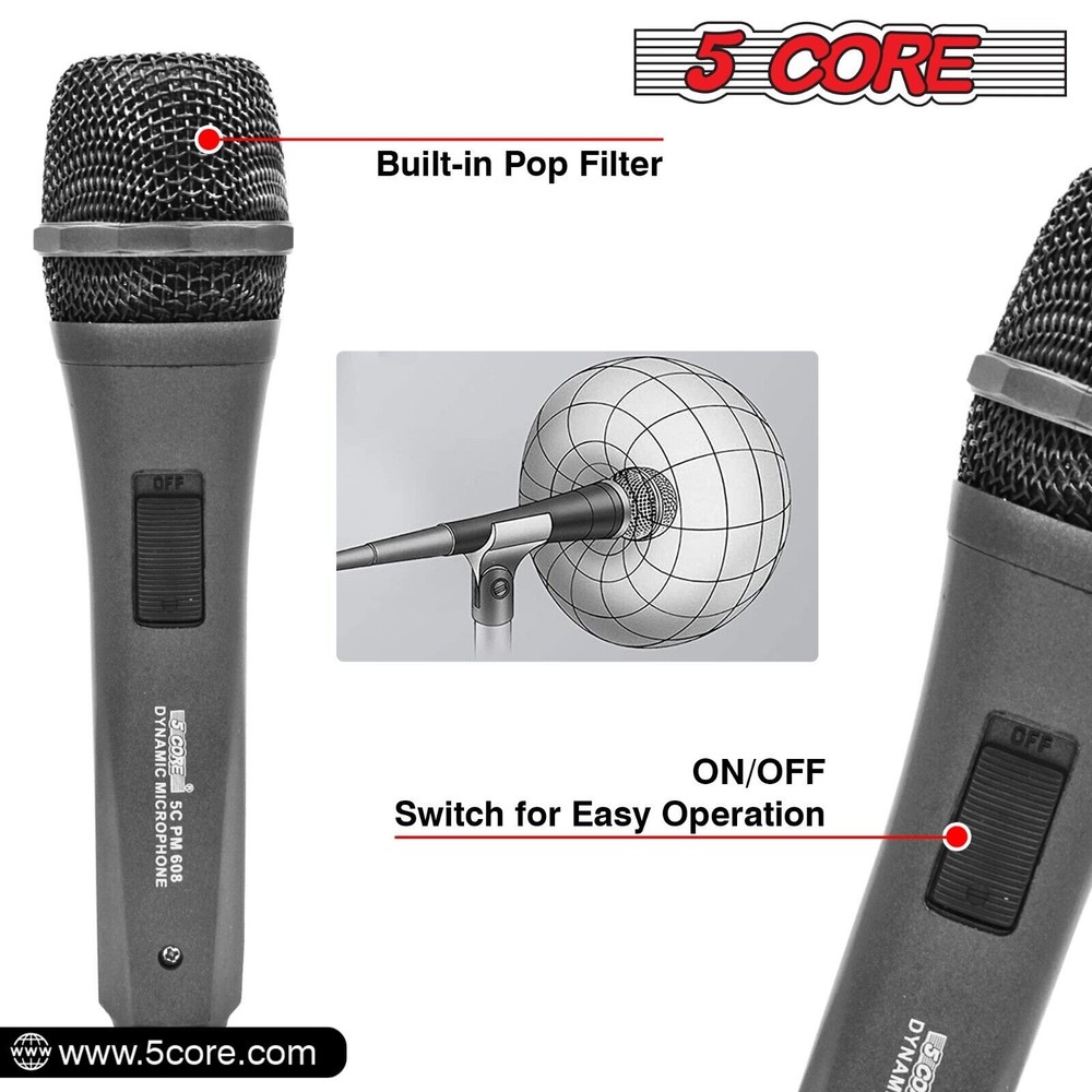 5Core XLR Microphone Dynamic Mic Karaoke Singing Studio Mics Handheld Microfono