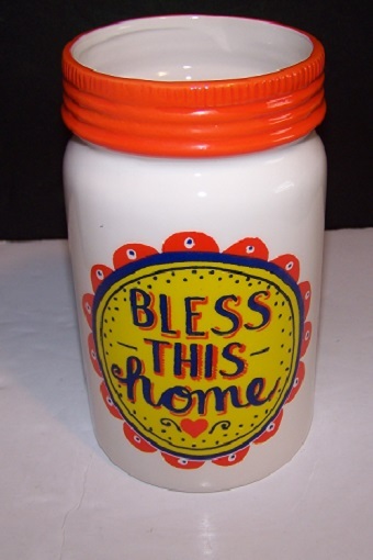 Wanderlust Bless this Home Ceramic Vase  6.5" h