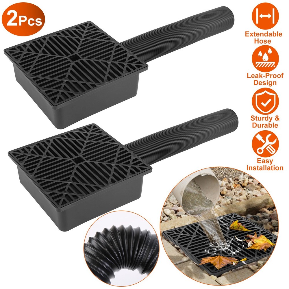Upgraded Catch Basin Low Profile Downspout Extender | No Deep Dig French Drain
