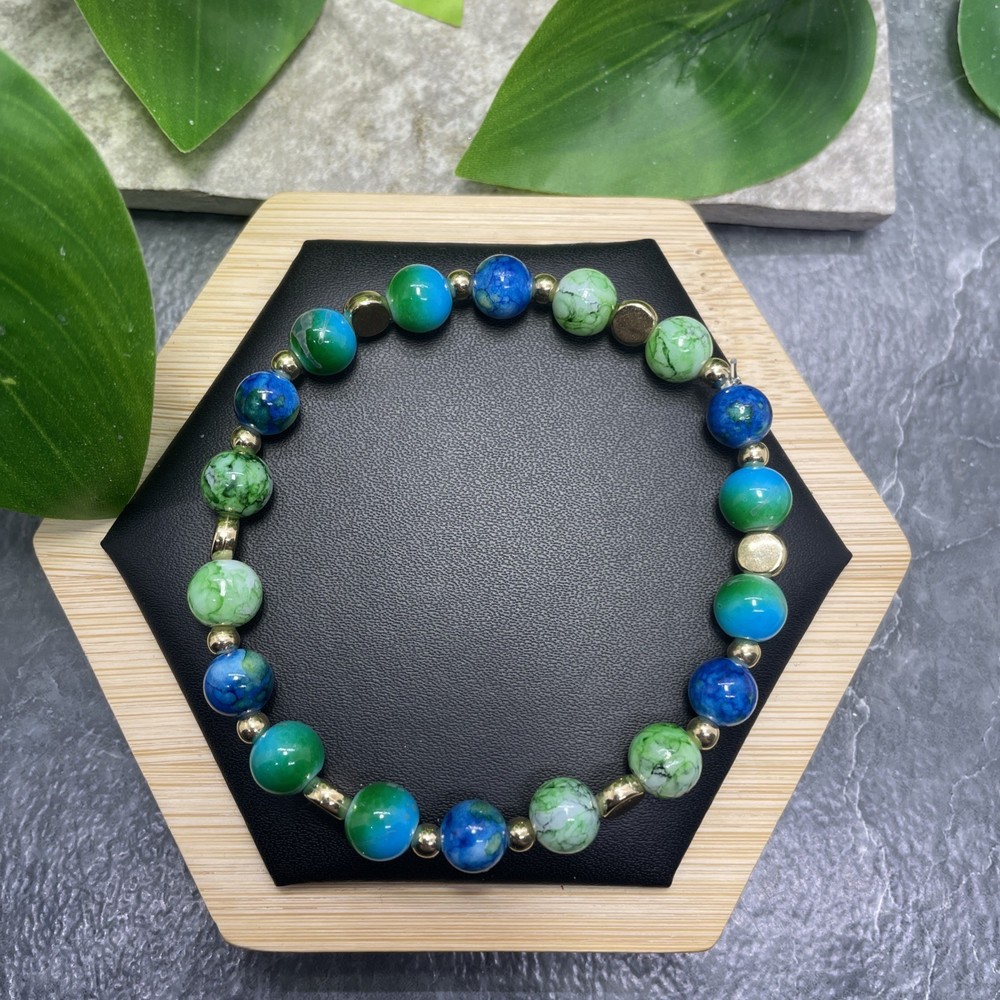Handmade Bead Beaded Stackable 8” Plus Stretch Bracelet New Free Ship C1242