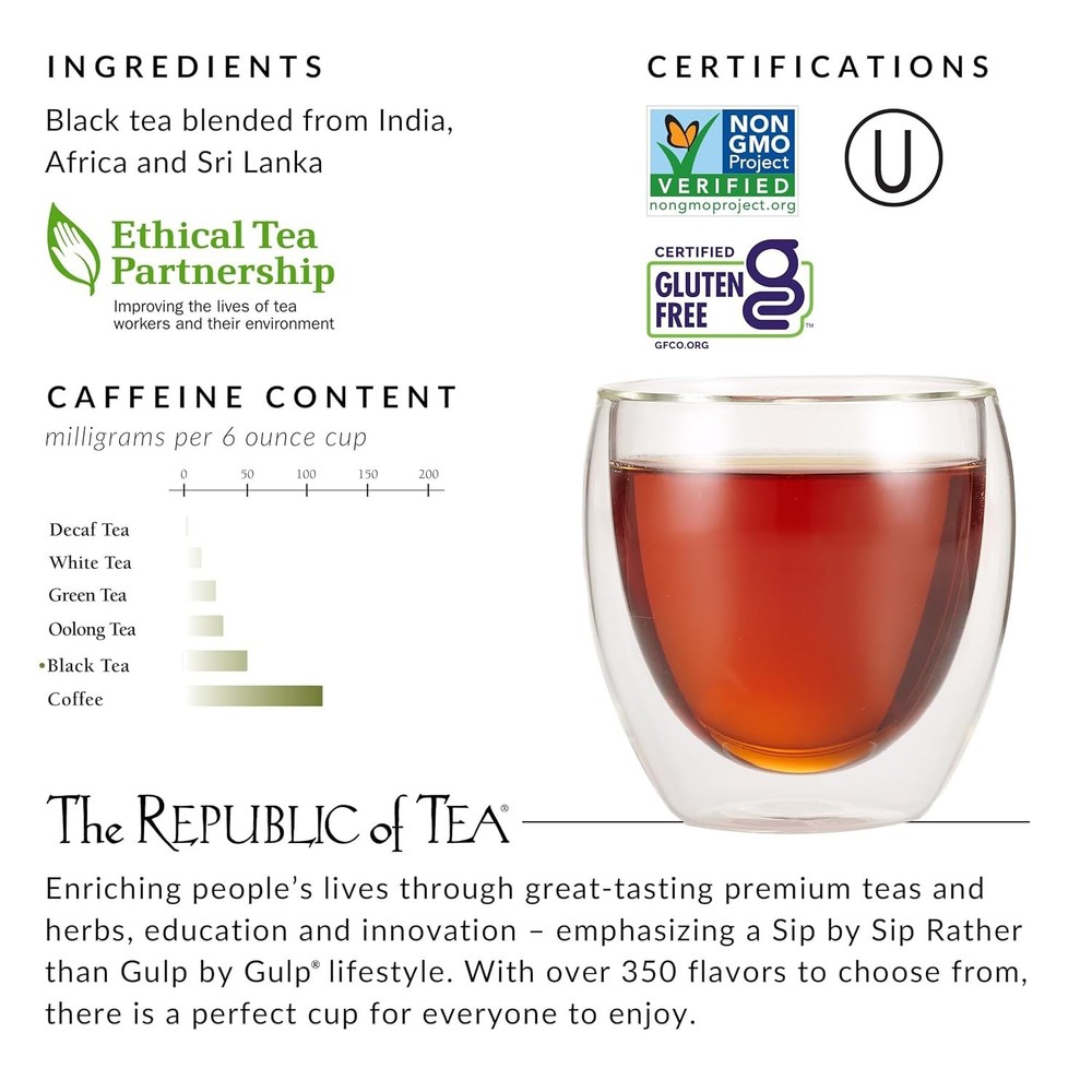 250 Count British Breakfast Tea Refill | Robust Black Tea, Sugar Free