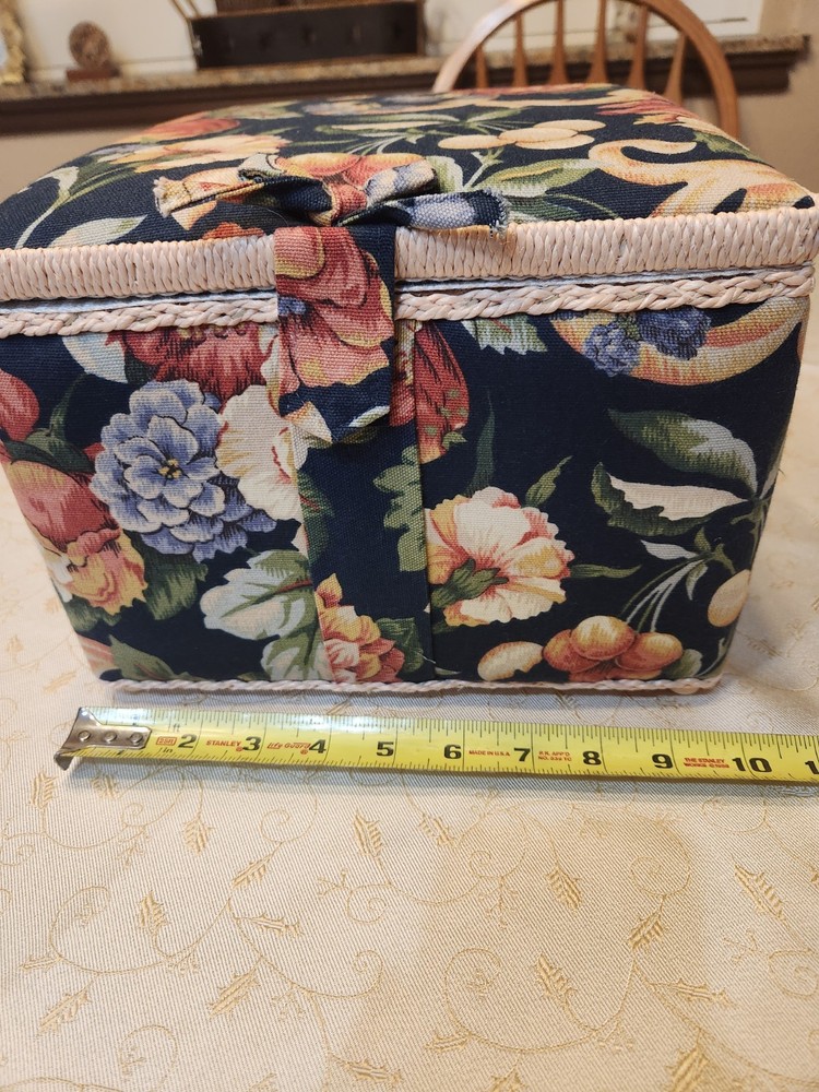 Floral Design Fabric Sewing Basket With Hangle