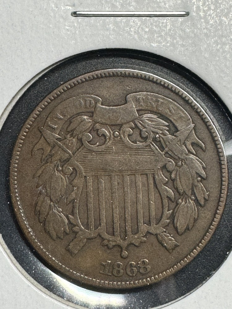 1868 Two Cent Piece, Better Date, Nice Condition, Free shipping