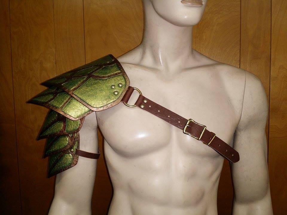 LEATHER ARMOR ORNATE SENTINEL 2 SHOULDER LARP COSPLAY