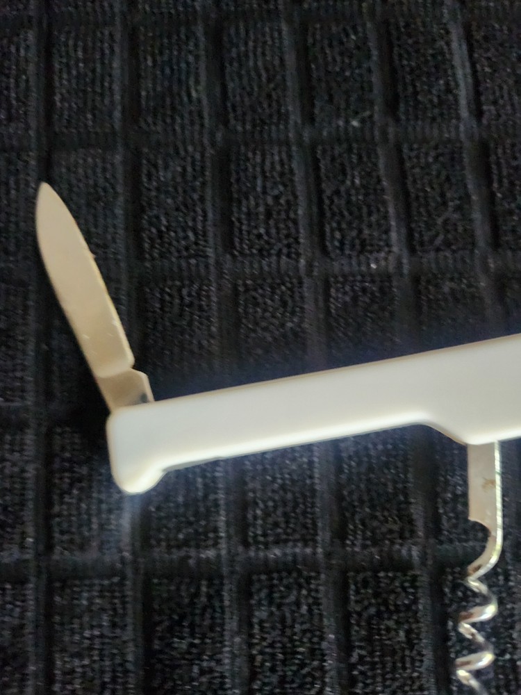 Waiter Corkscrew • Bottle Opener • Knife Combo • White Plastic