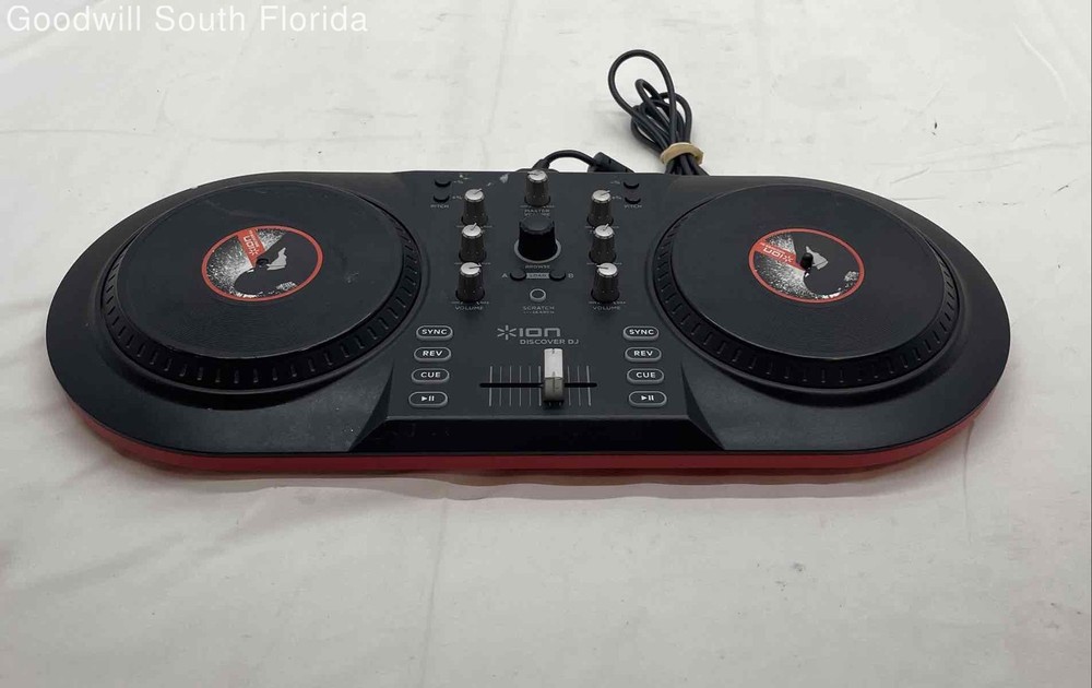 Ion Red And Black Discover DJ Computer DJ Double Deck Controller Not Tested