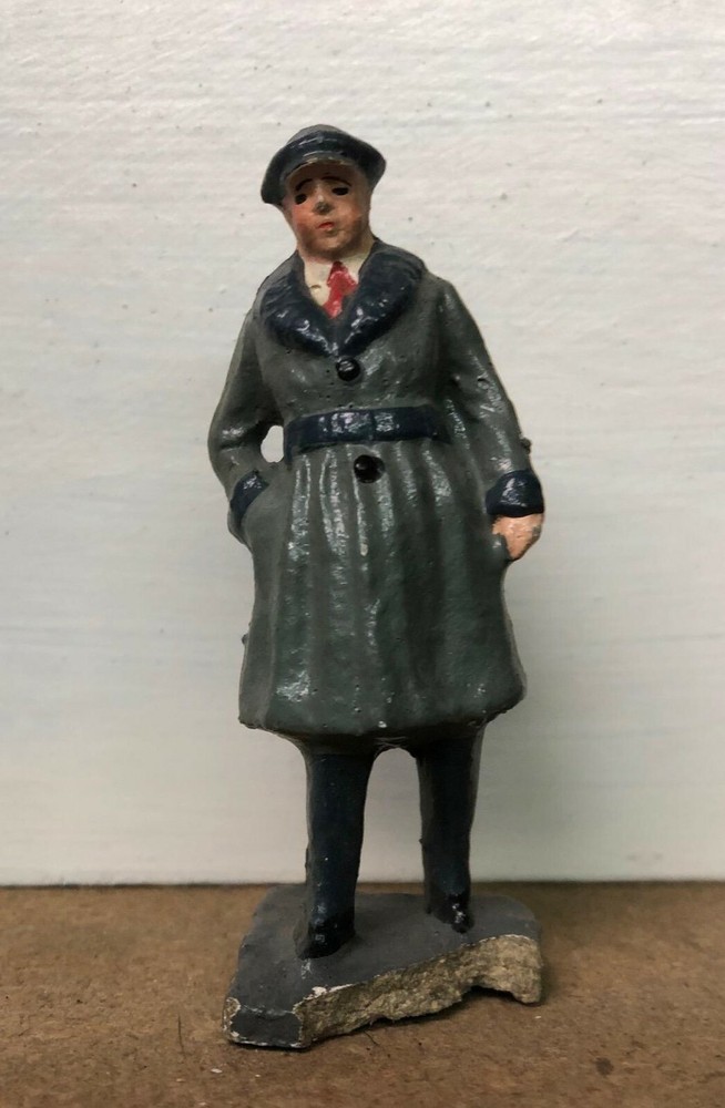 RARE TRAIN PASSENGER STANDING, PAINTED COMPOSITION 3.25 INCHES TALL