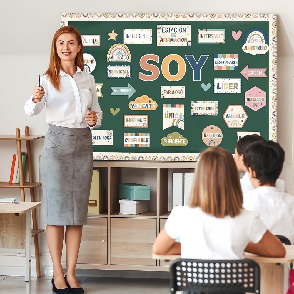 Boho Affirmation Station Spanish Bulletin Board for Classroom Boho Motivation...