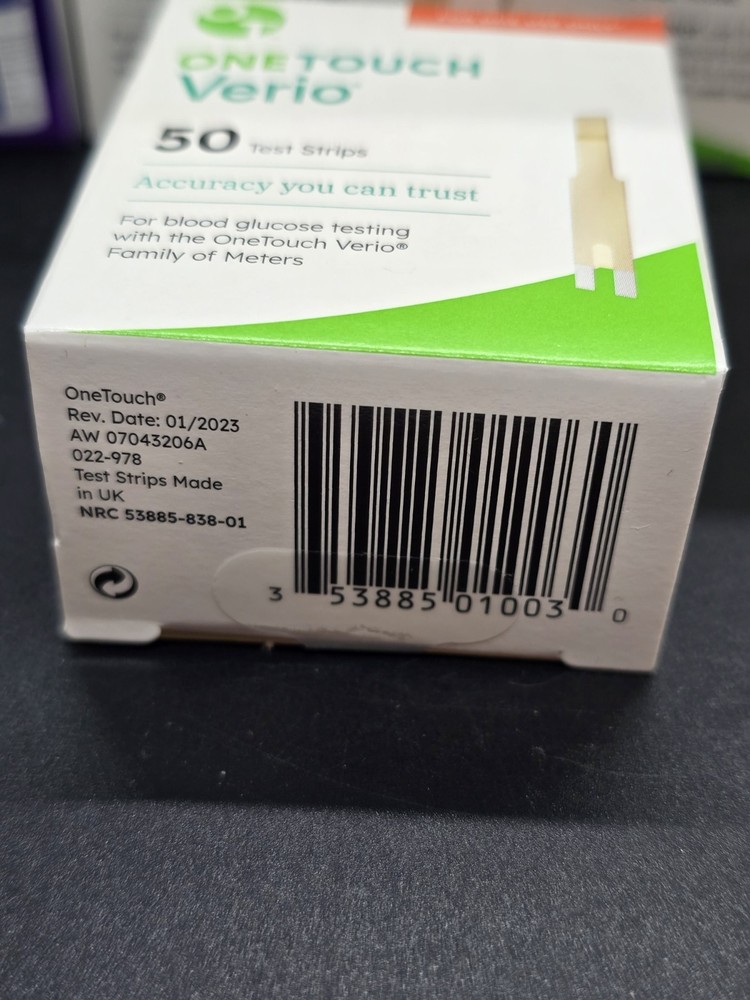 One Touch Verio Glucose Blood Test Strips 300 Count 7/31/2027 Control Solution