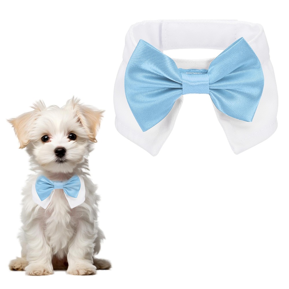 Dog Bow Tie Dog with Hook and Loop (Cotton, S, Light Blue)