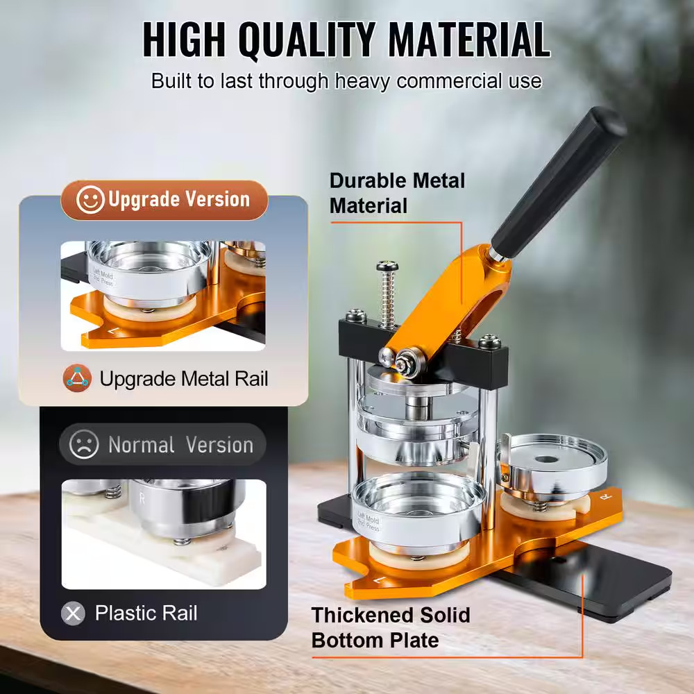 Button Maker Machine, 75 Mm Badge Punch Press Kit, DIY Pin Maker, Includes 500 B