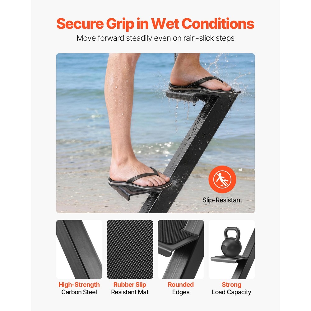 Uimoso Durable Boat Trailer Steps with Handle - 2-Step Bottom Mount Design