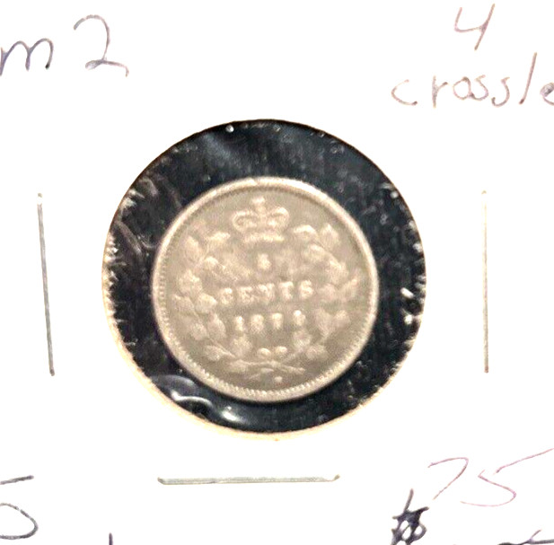 Canada 1874 H crosslet 4 five cents KM 2 VF