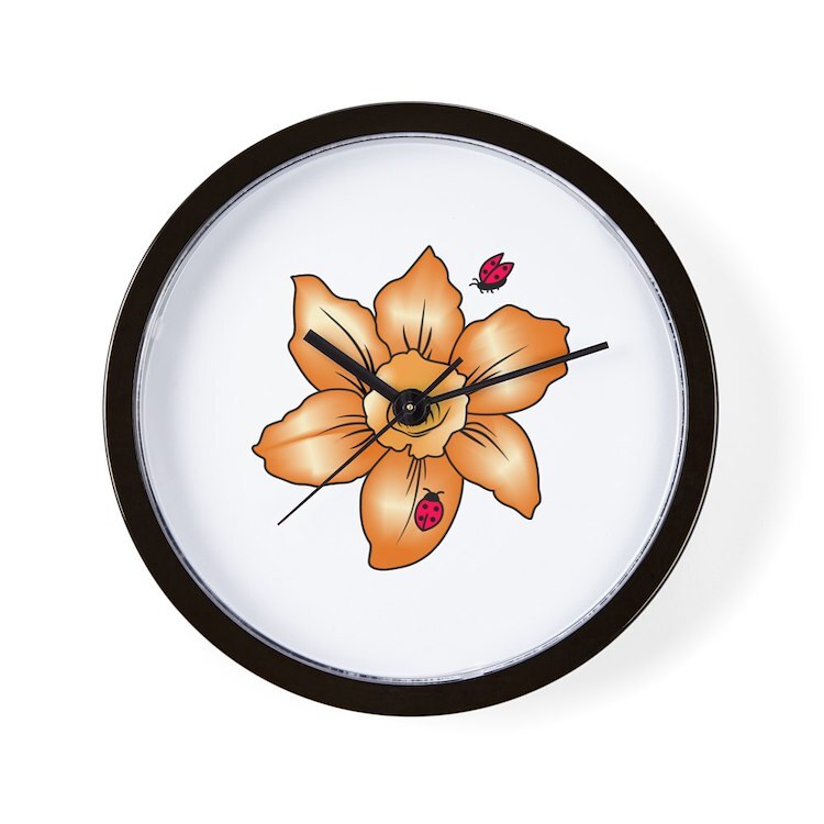CafePress LADYBUGS AND DAFFODIL 10" Wall Clock (1480321942)