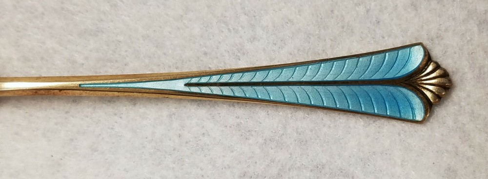 Antique David Andersen Norway Sterling Silver Guilloche Enamel Fork