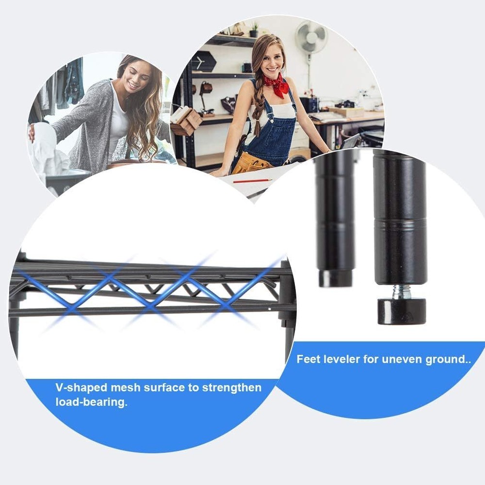 4 Tier Shelving Unit NSF Wire Shelving Shelving Organizer 1000 Load Capacity