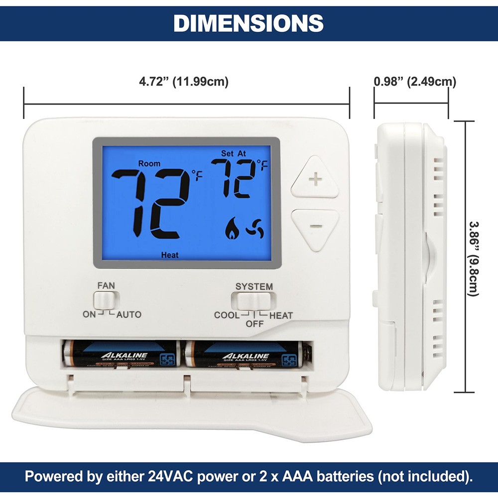 ELECTECK 5 Pack Non-Programmable Digital Thermostat for Home, up to 1 White