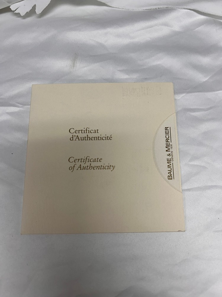 Baume & Mercier Certificate Of Authenticity