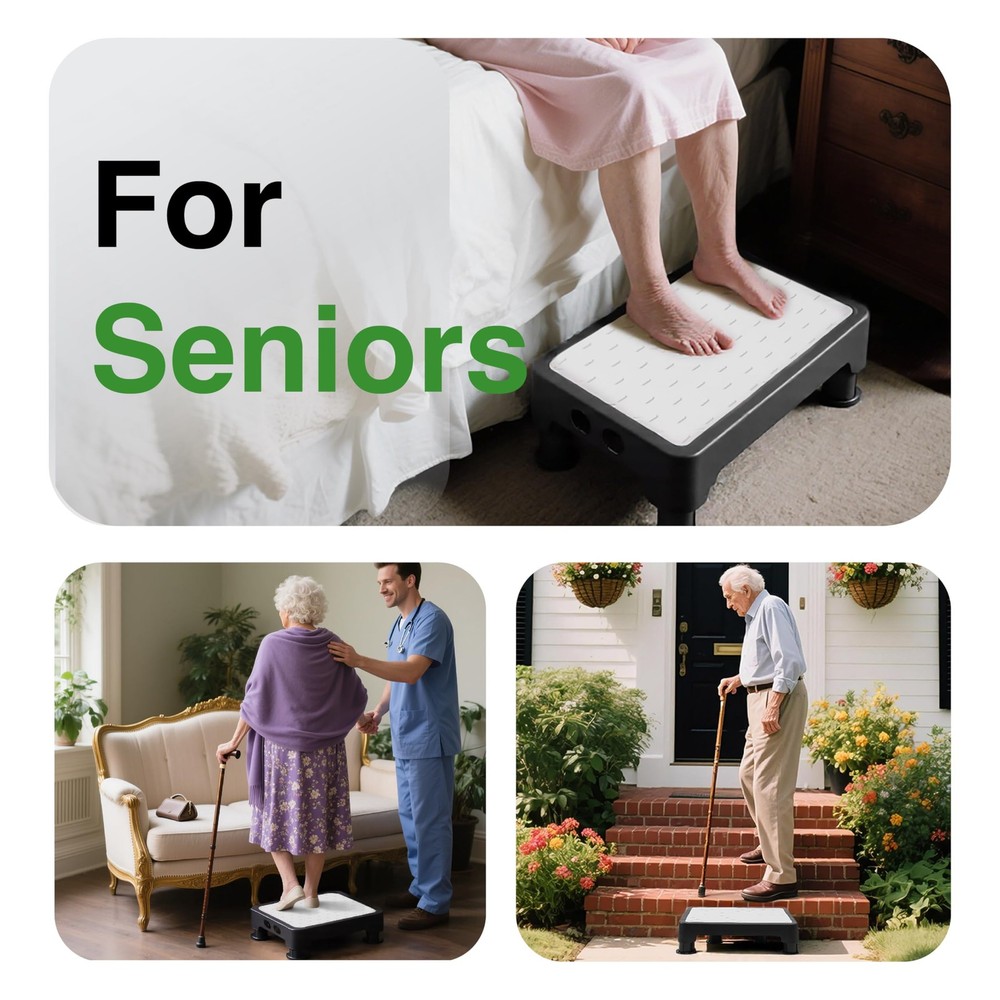 Adjustable Step Stool for Bed, Bathtub, Car and Kitchen, 4-Level Height 3.4"-...